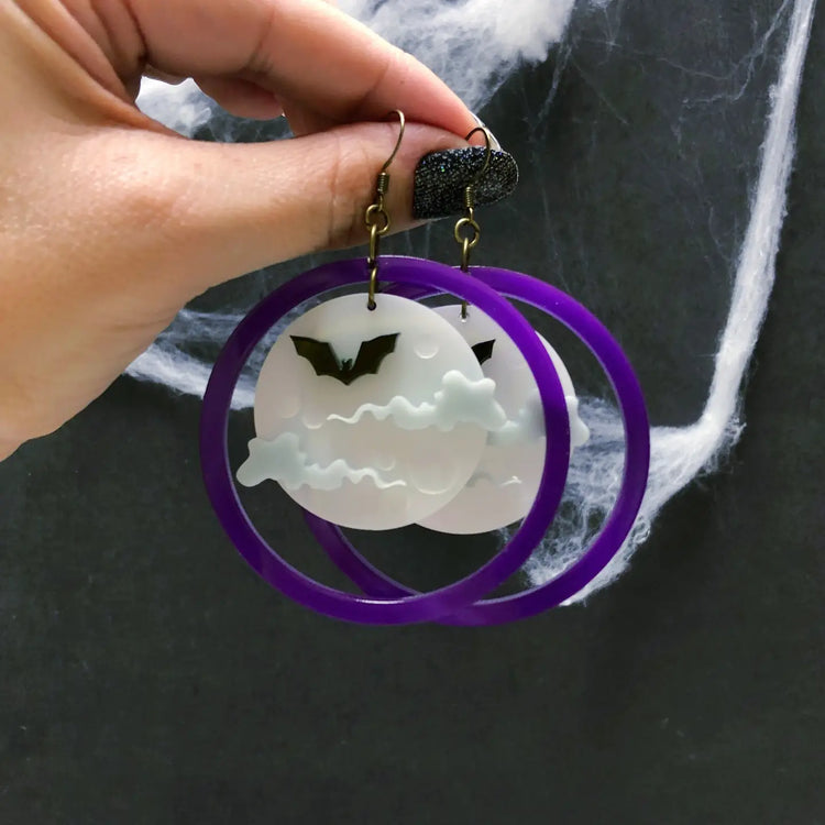 Halloween Creepy Moon Earrings