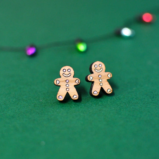 Christmas Gingerbread Man Stud Earrings