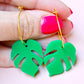 Monstera Hoop Earrings