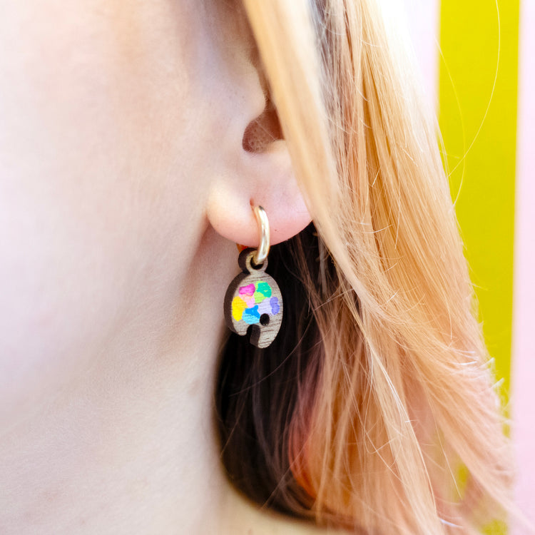 Artist Paint Palette Huggie Earrings