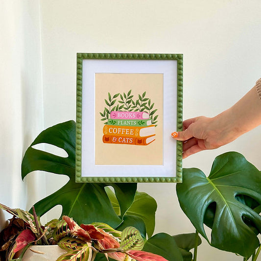 Books, Plants, Coffee and Dogs A5 Print