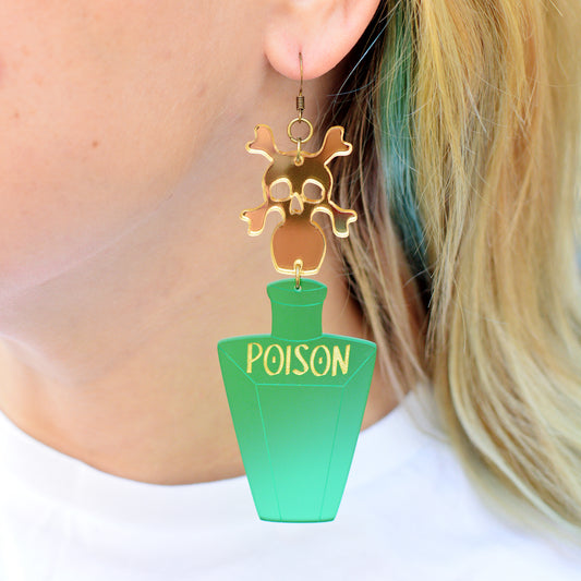 Halloween Poison Bottle Statement Earrings