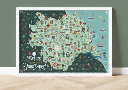 Folklore of Yorkshire Map A3 Print