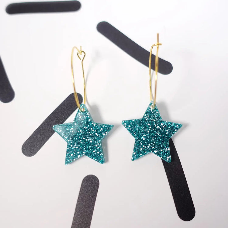 Glitter Star Hoop Earrings