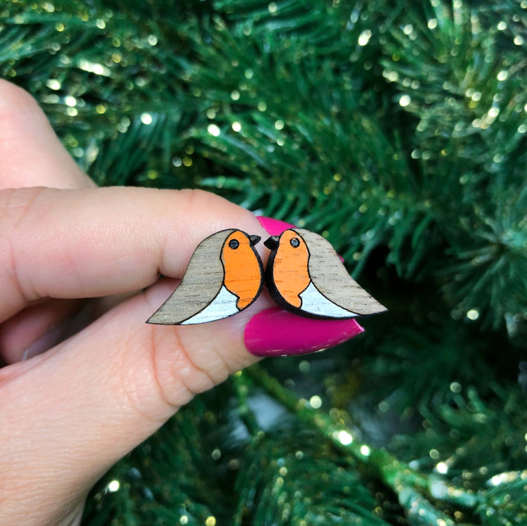 Christmas Robin Stud Earrings
